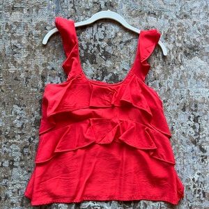 Line & Dot Ruffle Tank top